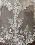 Sheath Sequined Floral Lace Cut-Out Bodice with Sheer Leg-of-Mutton Long Sleeves Wedding Dress - MO-S6002